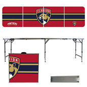 Victory Tailgate Florida Panthers Striped Design 8' Portable Folding Tailgate Table