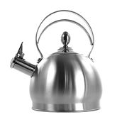 MegaChef 2.8 Liter Round Stovetop Whistling Kettle in Brushed Silver