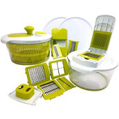 MegaChef 10-in-1 Multi-Use Salad Spinning Slicer, Dicer and Chopper with Interch