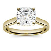 Charles & Colvard 2.00cttw Moissanite Cushion Solitaire Ring in 14k Yellow Gold