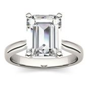 Charles & Colvard 3.55cttw Moissanite Emerald Cut Solitaire Ring in 14k White Gold