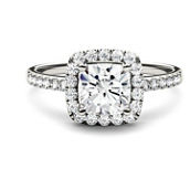 Charles & Colvard 1.40cttw Moissanite Cushion Halo Engagement Ring in 14k Gold
