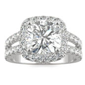 Charles & Colvard 4.24cttw Moissanite Cushion Halo Engagement Ring in 14k Gold