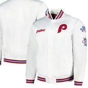 Mitchell & Ness Men's White Philadelphia Phillies City Collection Satin Full-Snap Varsity Jacket