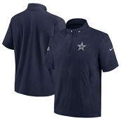 Nike Men's Navy Dallas Cowboys Sideline Coach Short Sleeve Hoodie Quarter-Zip Jacket