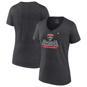 Fanatics Branded Women's Heather Charcoal Florida Panthers 2023 Eastern Conference s Locker Room Plus Size V-Neck T-Shirt