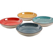 Gibson Home Color Speckle 4 Piece 10.75 Inch Stoneware Pasta Bowl Set