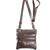 Ladies Leather Triple Zip Crossbody Bag