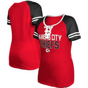 New Era Women's Red Kansas City Chiefs Raglan Lace-Up T-Shirt