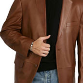 BGSD Men Classic Two-Button Lambskin Leather Blazer - Regular & Tall