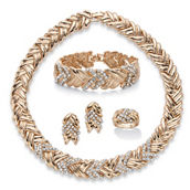 PalmBeach Crystal Goldtone 4-Piece Braided Necklace, Earring, Bracelet Set 18