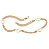 PalmBeach Yellow Gold-plated Sterling Silver Open Heart Station Anklet 10