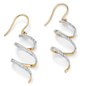 Diamond Accent 10k Yellow Gold Ribbon Drop Earrings