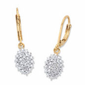 Pave Diamond Accent Cluster Drop Earrings 18k Gold-Plated