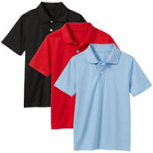 Galaxy By Harvic 3-Pack Boy's Short Sleeve Moisture Wicking Polo Shirts