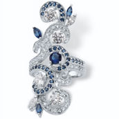 PalmBeach Simulated Blue Sapphire and Cubic Zirconia .925 Silver Vine Ring