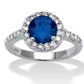 PalmBeach Simulated Birthstone and CZ .925 Silver Ring