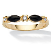 Marquise-Shaped Genuine Black Onyx Crystal Accent Yellow Gold-Plated Ring