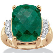 PalmBeach Gold-Plated Sterling Silver Genuine Emerald and White Tanzanite Ring