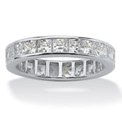 Princess-Cut Cubic Zirconia Eternity Band 5.29 TCW in Solid 10k White Gold
