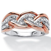 PalmBeach 1/10 TCW Round Diamond Braid Ring in Rose Gold-plated Sterling Silver
