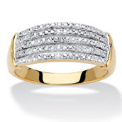 Diamond Accent Gold-Plated Multi-Row Anniversary Ring Band