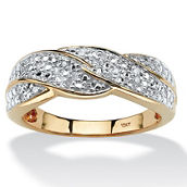 1/10 TCW Round Diamond Braid Ring in Solid 10k Gold