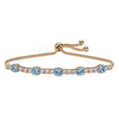 PalmBeach Birthstone and Cubic Zirconia Yellow Gold-Plated Bolo Bracelet 10