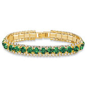 Round Simulated Birthstone and Crystal Tennis Bracelet in Goldtone 7