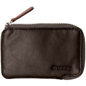 CHAMPS Men's Minimalist Leather RFID Zip Case Wallet, Khaki
