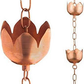 Marrgon Copper Rain Chain Tulip Style Cups for Gutter Downspout Replacement 3'