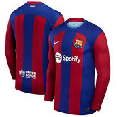 Nike Men's Royal Barcelona 2023/24 Home Stadium Replica Long Sleeve Jersey