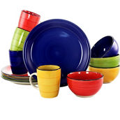 Gibson Home Color Vibes 12 Piece Handpainted Stoneware Dinnerware Set