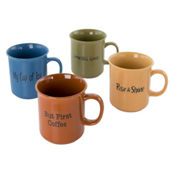 Gibson Home Thoughtful Morning 4 Piece 26 Ounce Stoneware Cup Set in Assorted Co