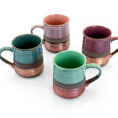 Gibson Home Copper Tonal 4 Piece 18 Ounce Round Stoneware Mug Set in Assorted Co