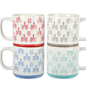 4 Piece 18 Ounce Stoneware Mug Set in Assorted Colors
