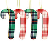 Martha Stewart Holiday Candy Cane Ornament 4 Piece Set in Red and Green
