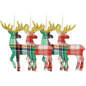 Martha Stewart Holiday Reindeer Ornament 4 Piece Set in Red and Green