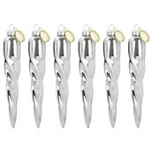 Martha Stewart Holiday Icicle 6 Piece Ornament Set in Silver