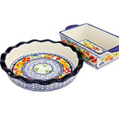 Gibson Luxembourg 10.5 inch Pie Dish and 10 inch Bakeware set in stoneware