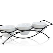 Gibson Splendid Grace 4 pc Serving Set with Metal Rack in White