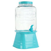 Gibson Home Chiara 2 Gallon Glass Mason Jar Dispenser with Metal Lid and Base in