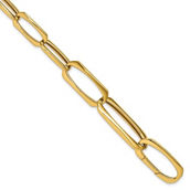 18K Gold Italian Elegance POLISHED SEMI-SOLID OVAL LINK BRACELET 7.5
