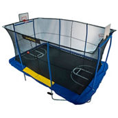 JumpKing 10' x 15' Rectangular Trampoline With 2 Basketball Hoops & Court Printing