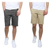 Galaxy By Harvic Men's 5-Pocket Flat-Front Slim-Fit Stretch Chino Shorts -2 Pack