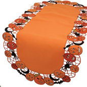 Manor Luxe, Happy Jack-O-Lanterns Embroidered Cutwork 16-In x 34-In Table Runner
