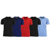 Galaxy By Harvic Men's Tagless Dry-Fit Moisture-Wicking Polo Shirt - 5 Pack