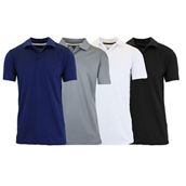 Galaxy By Harvic Men's Tagless Dry-Fit Moisture-Wicking Polo Shirt - 4 Pack