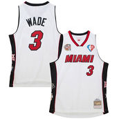 Mitchell & Ness Unisex Dwyane Wade White Miami Heat Hall of Fame Class of 2023 Throwback Swingman Jersey