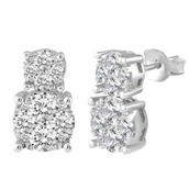 Royal Aura 14K White Gold 1 1/2CTW Diamond Stud Earrings